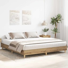 Estrutura cama sem colchão 200x200 cm carvalho artesanal