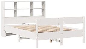 Cama com estante sem colchão 160x200 cm pinho maciço branco