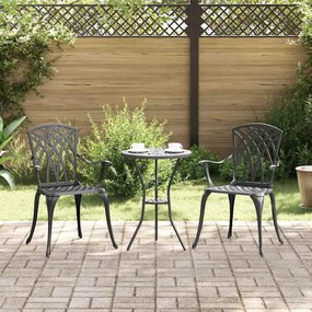 vidaXL Cadeira de Jardim 2 pcs Preto 53 x 51 x 88.5cm Alumínio
