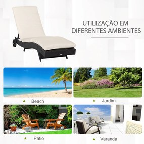 Espreguiçadeira de Vime Reclinável Espreguiçadeira de Jardim com Forma
