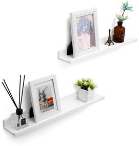 Conjunto de 2 prateleiras suspensas 60 x 10 x 5/2 cm branco brilhante