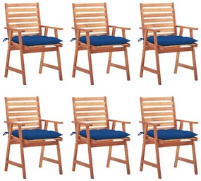 vidaXL Cadeiras de jantar p/ jardim 6 pcs c/ almofadões acácia maciça