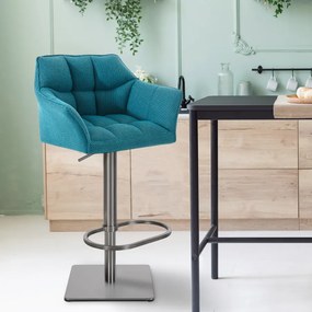 Banco de bar Damaso em tecido 64 x 88-113 x 45 cm Azul turquesa