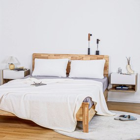 Conjunto de 2 mesas de cabeceira de parede - gaveta deslizante, prateleira, bicolor com acabamento em carvalho branco