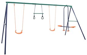 Conjunto de baloiços com argolas de ginástica e 4 assentos aço