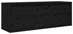 Móveis de TV 5 pcs madeira de pinho maciça preto