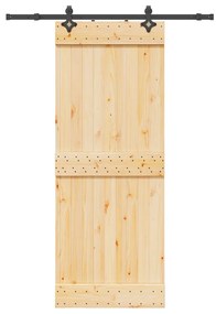 VidaXL Porta de correr com ferragens 80x210 cm madeira de pinho maciça