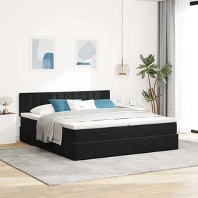 Estrutura de cama otomana com colchões 160x200 cm veludo preto