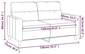 Sofá de 2 lugares tecido 120 cm cor creme