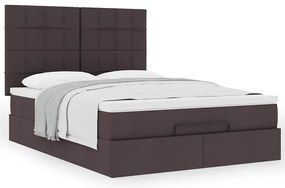Estrutura cama otomana colchão 140x190cm tecido castanho escuro