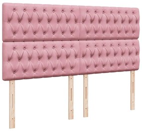 Cama com molas/colchão 200x200 cm veludo rosa