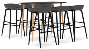 vidaXL 7 pcs conjunto de bar preto e cinzento