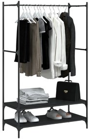 Suporte para roupas c/ prateleiras derivados de madeira preto
