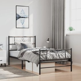 vidaXL Estrutura de cama com cabeceira e pés 100x190 cm metal preto