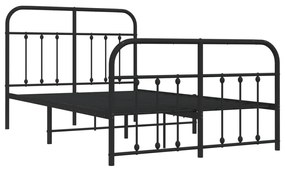 Estrutura de cama com cabeceira e pés 120x190 cm metal preto