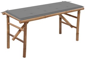 vidaXL Banco de jardim dobrável com almofadão 118 cm bambu