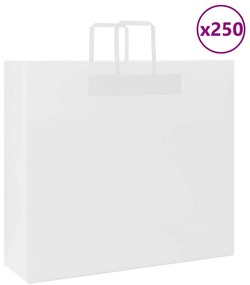 vidaXL Sacos de papel 250 unid com alças branco 54x15x49 cm