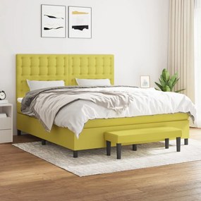vidaXL Cama com molas/colchão 180x200 cm tecido verde-claro