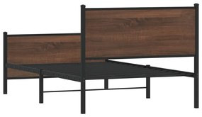 Estrutura de cama sem colchão 100x200cm metal carvalho castanho