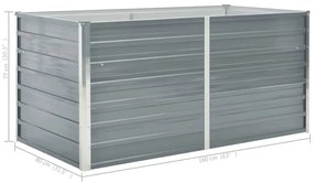 Canteiro de jardim elevado 160x80x77cm aço galvanizado cinzento