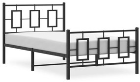 Estrutura de cama com cabeceira e pés 100x190 cm metal preto