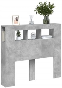 Cabeceira c/ LEDs 120x18,5x103,5 cm cinzento-cimento