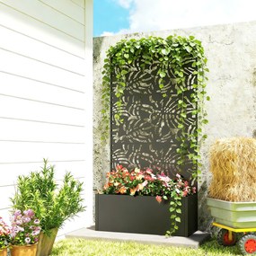 Floreira com treliça 90 x 35 x 180 cm, floreira com proteção contra olhares curiosos, para plantas trepadeiras, metal, preta