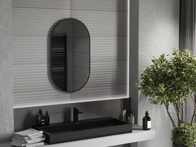 Mexen Loft espelho de casa de banho oval 85 x 50 cm, moldura preta - 9851-085-050-000-70