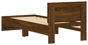 Cama sem colchão com cabeceira 90x190 cm carvalho castanho