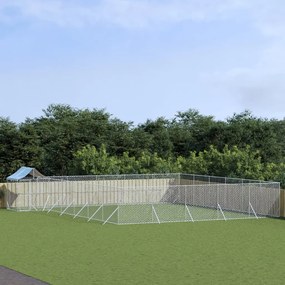 vidaXL Canil de exterior com teto 12x12x2,5 m aço galvanizado prateado