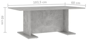 Mesa de centro 103,5x60x40 cm contraplacado cinzento cimento