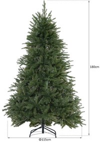 Árvore de natal ∅115x180cm Artificial Árvores Decoração de Natal com 1492 Ramos de Apoio em Metal