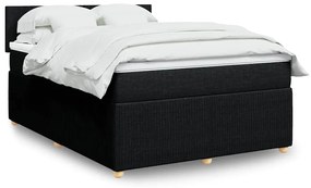 Cama com molas/colchão 160x200 cm tecido preto