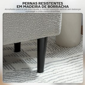 Banco de Armazenamento em Borrego Capacidade 47L Tampa Abatível e Pés de Madeira de Borracha Carga 120 kg 95x38x45 cm Cinza