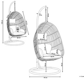 Cadeira suspensa em rattan cor natural com suporte CASOLI Beliani