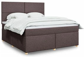 vidaXL Cama com molas/colchão 180x200 cm tecido castanho-escuro