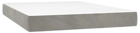 Cama box spring c/ colchão/LED 140x200 cm veludo cinzento-claro