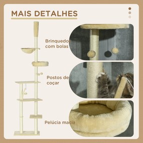 PawHut Arranhador para Gatos do Solo ao Teto de 230-250 cm Arranhador