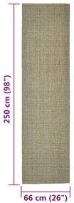 Tapete de sisal p/ poste arranhador 66x250 cm cinza-acastanhado