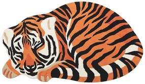 Tapete para crianças em lã laranja impressão de tigre 100 x 155 cm RAJAH Beliani