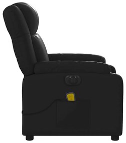 Poltrona massagens reclinável elétrica couro artificial preto