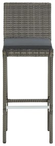 3 pcs conjunto de bar p/ jardim acácia maciça/vime PE cinzento