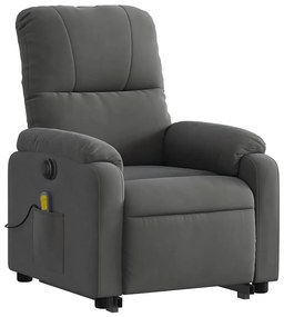 Poltrona massagens elétrica elevatória microfibra cinza-escuro