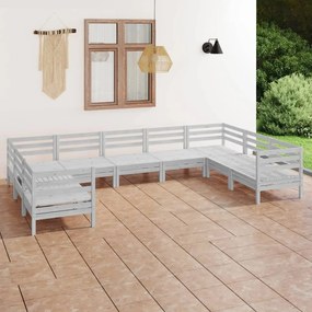 vidaXL 9 pcs conjunto lounge de jardim pinho maciço branco