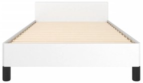 Estrutura cama c/ cabeceira 100x200 cm couro artificial branco