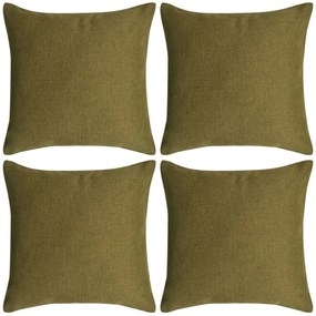 vidaXL Capas almofada 4 pcs aspeto linho verde 80x80 cm