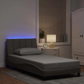 vidaXL Estrutura cama sem colchão 100x200 cm tecido cinza-acastanhado