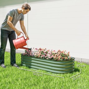Floreira de Exterior Grande em Aço Galvanizado para Cultivo de Plantas 150x62x30 cm Verde