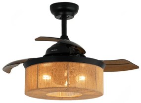 Ventoinha de teto EnergySilen Aero 3600 Invi Natural Style de design com motor DC, com potência de 25 W e lâmpada integrada, com 3 pás retrateis, 36 p