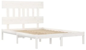 Estrutura de cama king 150x200 cm madeira maciça branco